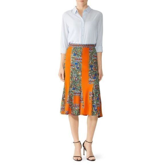 TORY BURCH Orange Jada Skirt MEDIUM /US8-10 - Picture 1 of 5